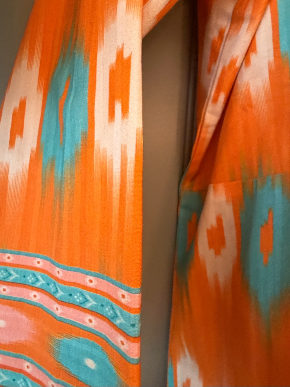Bella Tu Orange & Turquoise Ikat Camden Shirt Dress Size XL - NWT - Picture 3 of 16